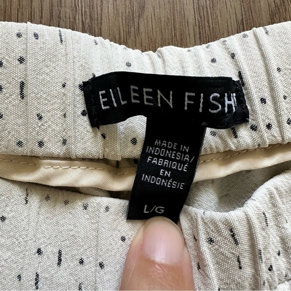 Eileen Fisher Large Morse Code Tencel Viscose Slouchy Ankle Pant Ivory Taper - Picture 3 of 9